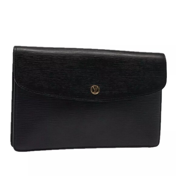 LOUIS VUITTON Epi Montaigne 27 Clutch Bag Black - Picture 1 of 16